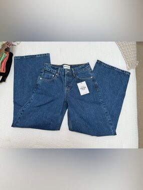Princess Polly Mid-Blue Wide Leg Flare Jeans